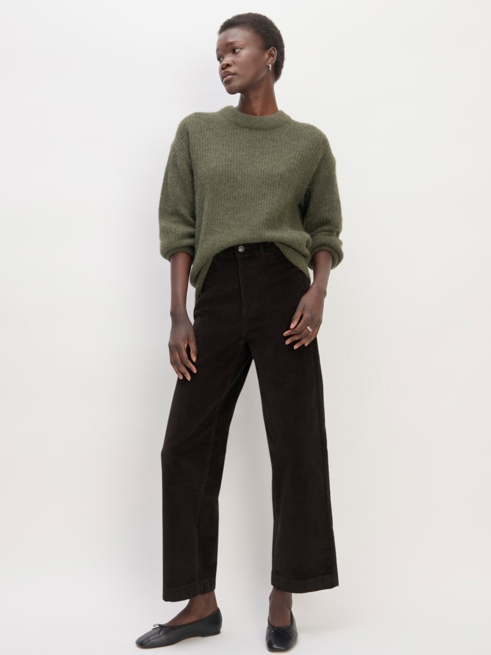 Everlane Corduroy Wide-Leg Pant Size 6 Black NWT